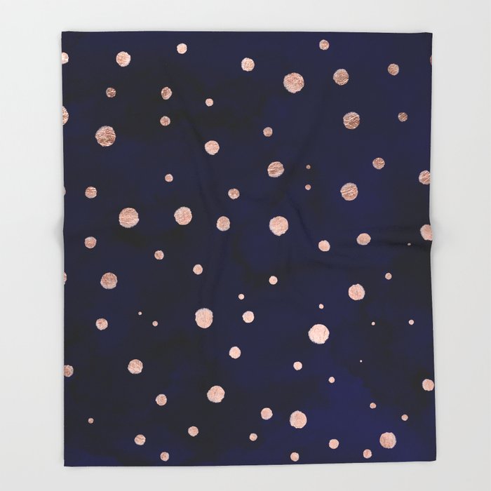 700x700 Navy Blue Watercolor Chic Rose Gold Modern Confetti Polka Dots