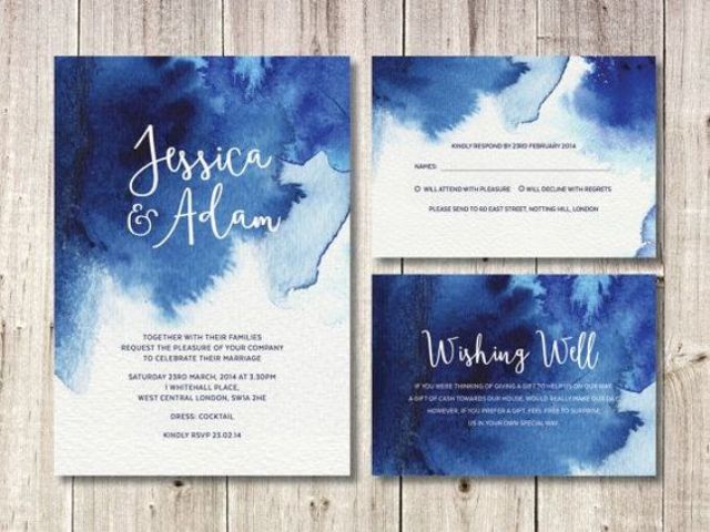 640x480 Picture Of Navy Blue Watercolor Wedding Invites For A Seaside Wedding