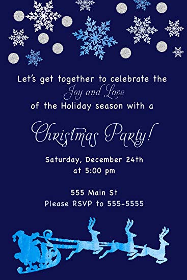 367x550 30 Invitations Christmas Party Navy Blue Watercolor