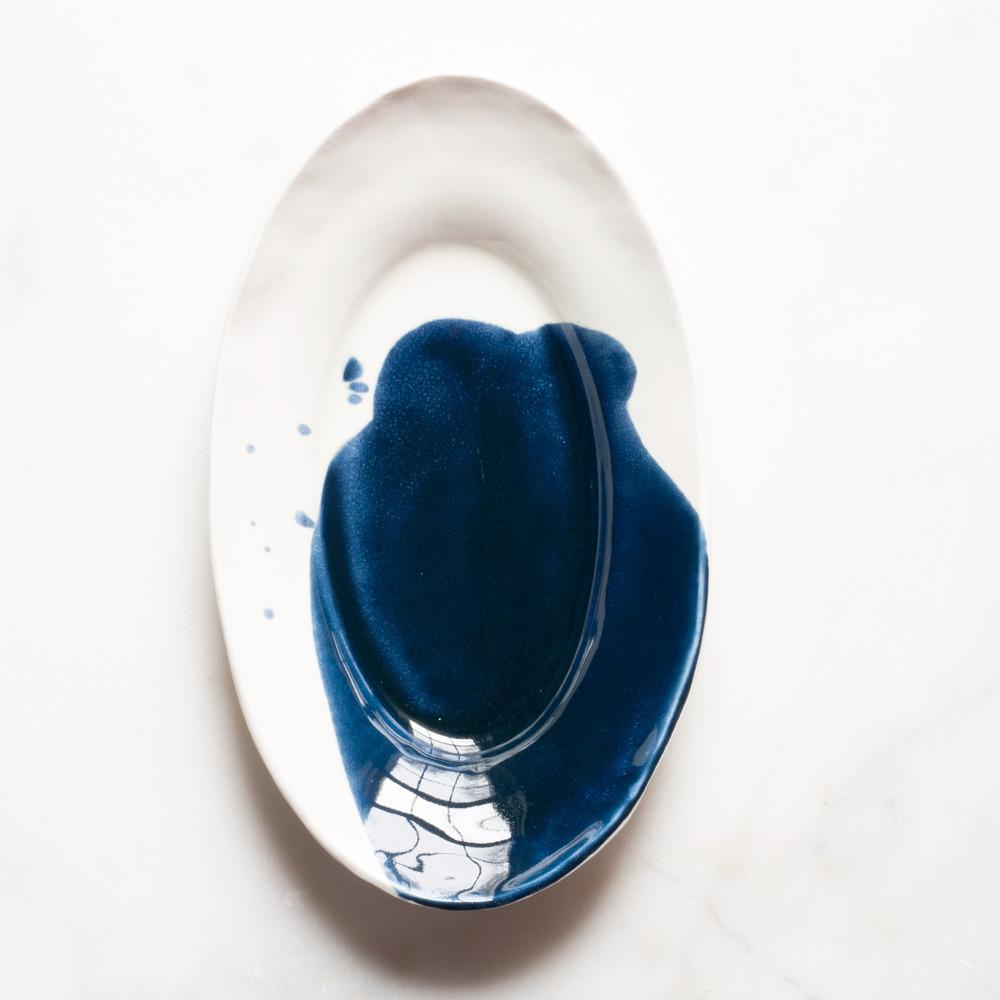 1000x1000 Oval Platter In Navy Watercolor Suite One Studio