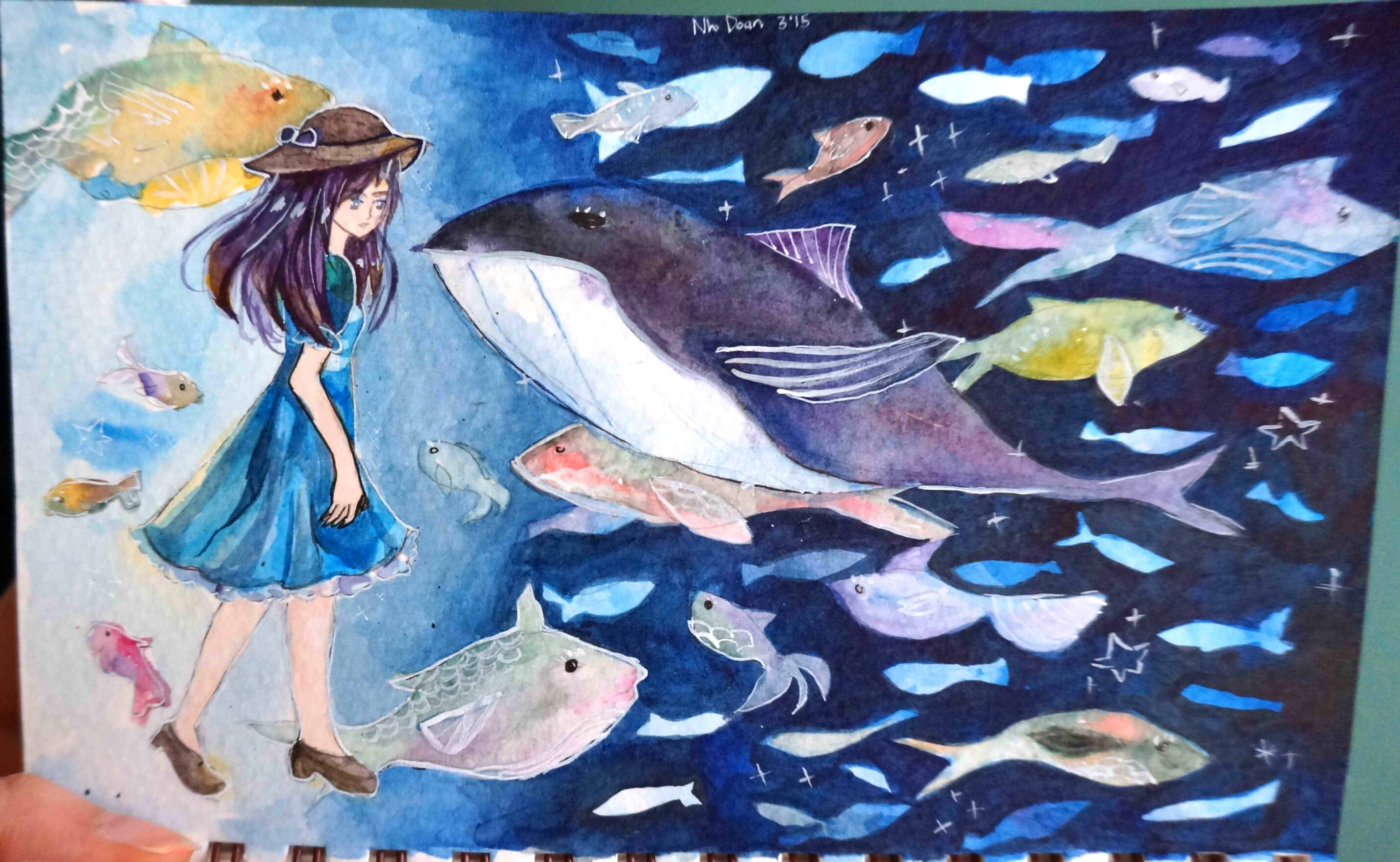 2853x1757 Fishies Negative Space Painting Watercolor