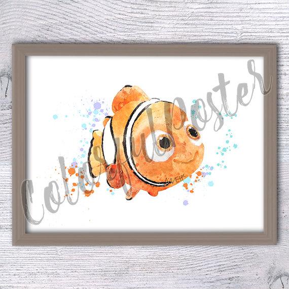 570x570 Finding Nemo Watercolor Poster Baby Nemo Art Print Nursery Etsy