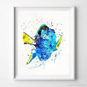300x300 Dory Finding Nemo Wall Art Disney Watercolor Poster Home Decor