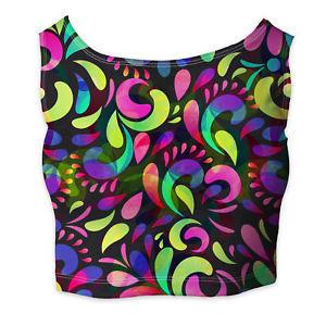 300x300 Neon Watercolor Swirls Sleeveless Crop Top