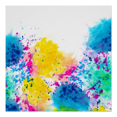 400x400 Neon Rainbow Abstract Watercolor Stripes Poster
