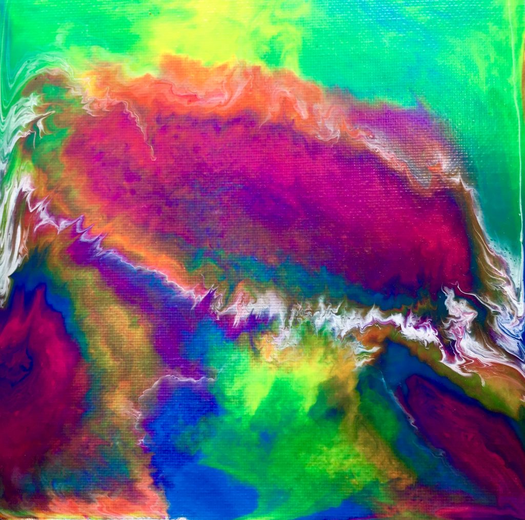 1024x1013 Pouring Neon Abstract Flowers With A Sink Strainer Deliberately