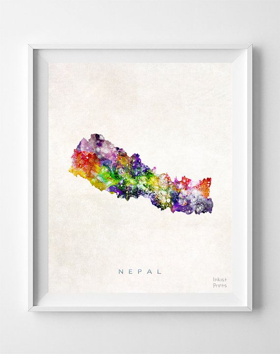 570x720 Nepal Map Print, Kathmandu Print, Nepal Poster, Kathmandu Map