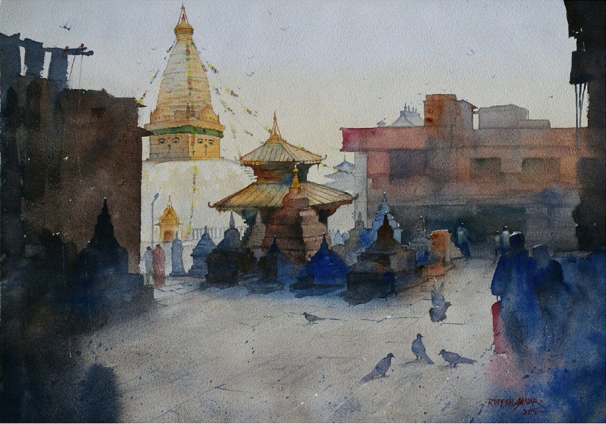 1200x839 Nepal By Artist Rupesh Suresh Sonar Impressionism, Painting