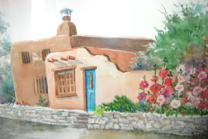 720x480 New Mexico Adobe Amp Garden Original Watercolor By Ann Blanchard Of