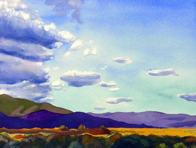 663x500 New Mexico Clouds, Watercolor, 16 X 12 Watercolors By Ny