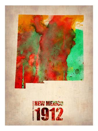 338x450 New Mexico Watercolor Map Art Print By Naxart