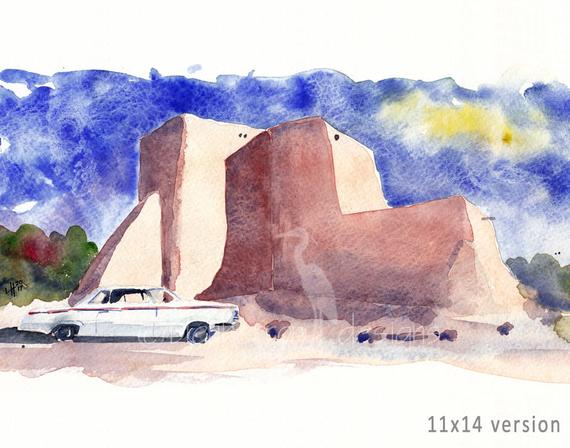 570x448 New Mexico Watercolor Impala In Ranchos De Taos Art Print Etsy