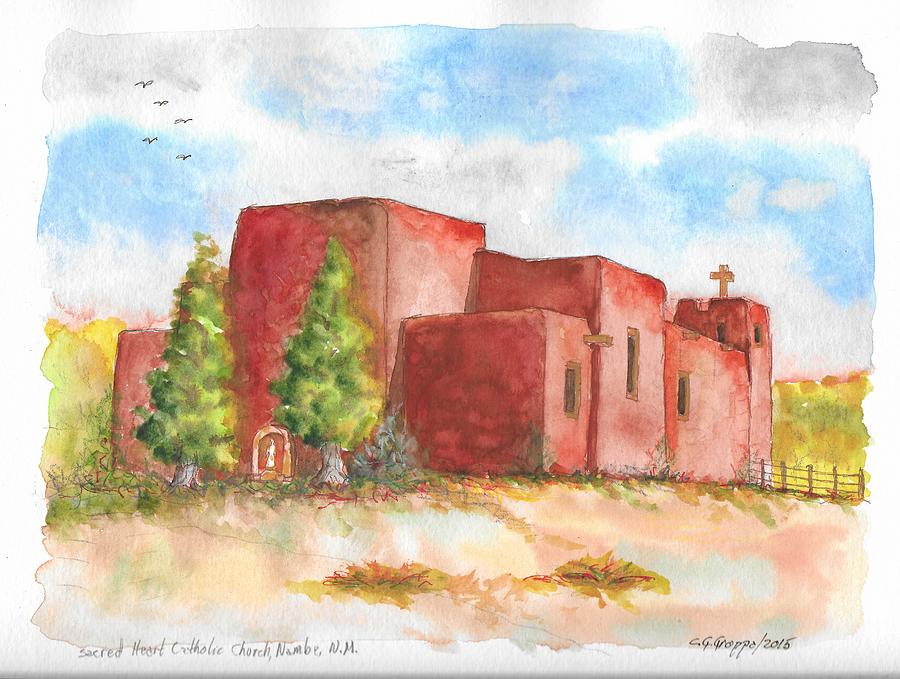 900x679 Sacred Heart Catholic Church, Nambe, New Mexico Painting By Carlos