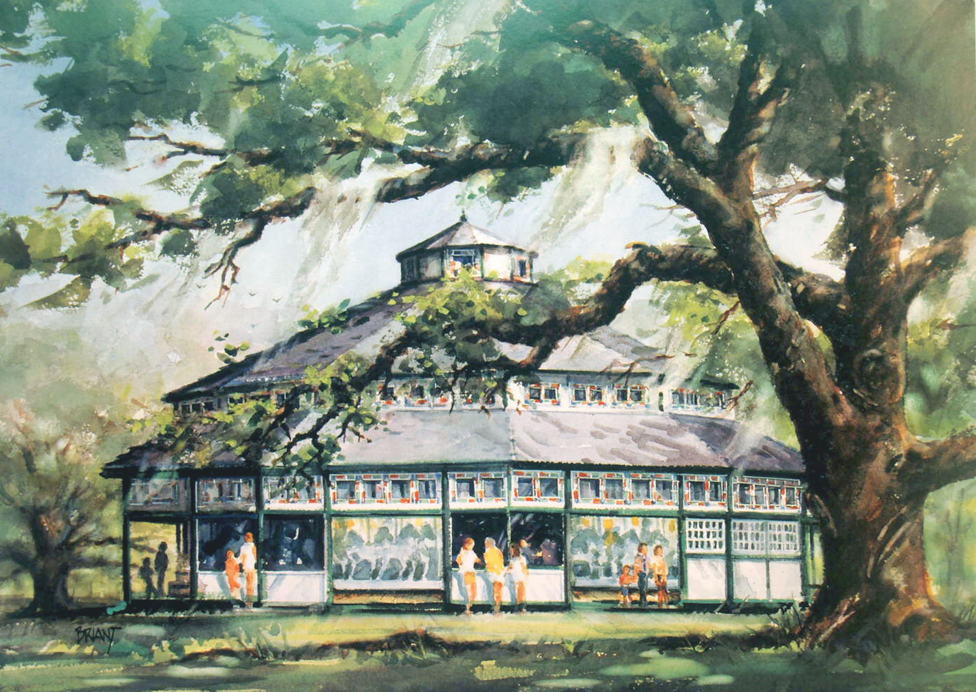 1908x1353 New Orleans City Park Carousel Original Watercolor Art Limited