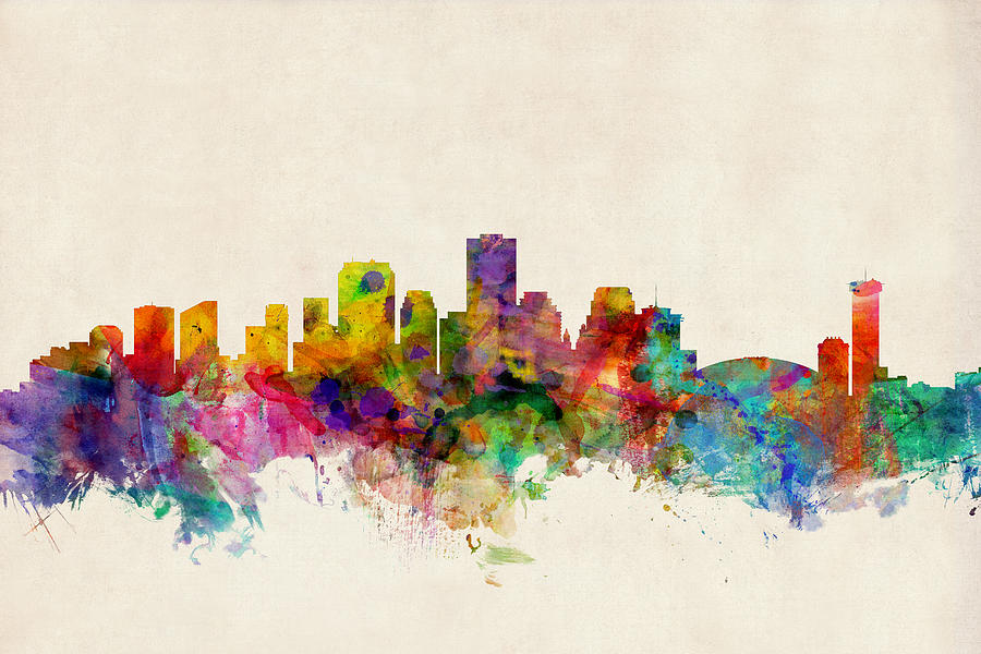 900x600 New Orleans Louisiana Skyline Digital Art By Michael Tompsett