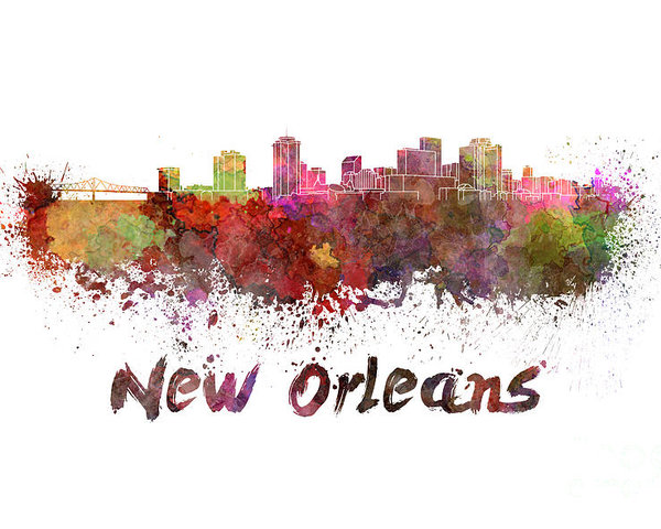 600x480 New Orleans Skyline In Watercolor Poster By Pablo Romero