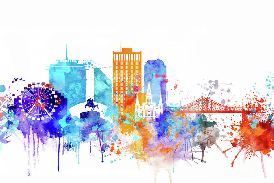900x600 New Orleans Watercolor Skyline Digital Art By Dim Dom