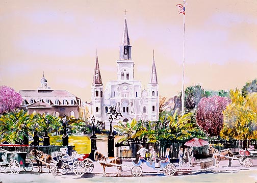 504x359 Jackson Square New Orleans City Downtown Artwork Art Print