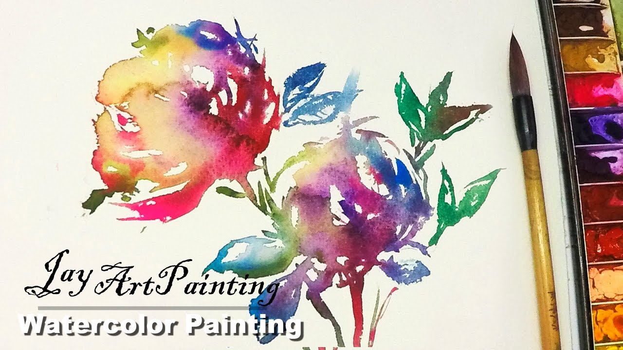 1280x720 Painting Abstract Flowers In Watercolor ( New )