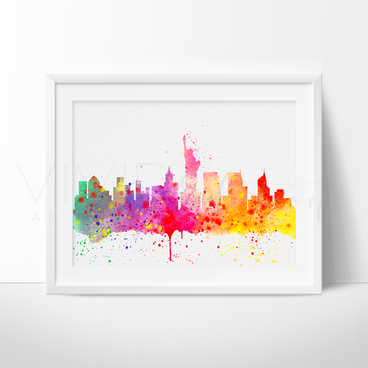 1200x1200 New York City Skyline 2 Watercolor Art Print