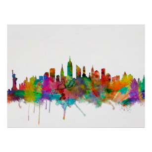 307x307 New York City Skyline Watercolor Posters Amp Photo Prints Zazzle