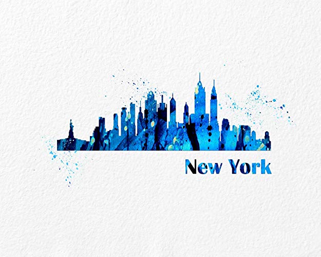 625x500 New York City Skyline Watercolor Art Print 5x7, 8x10