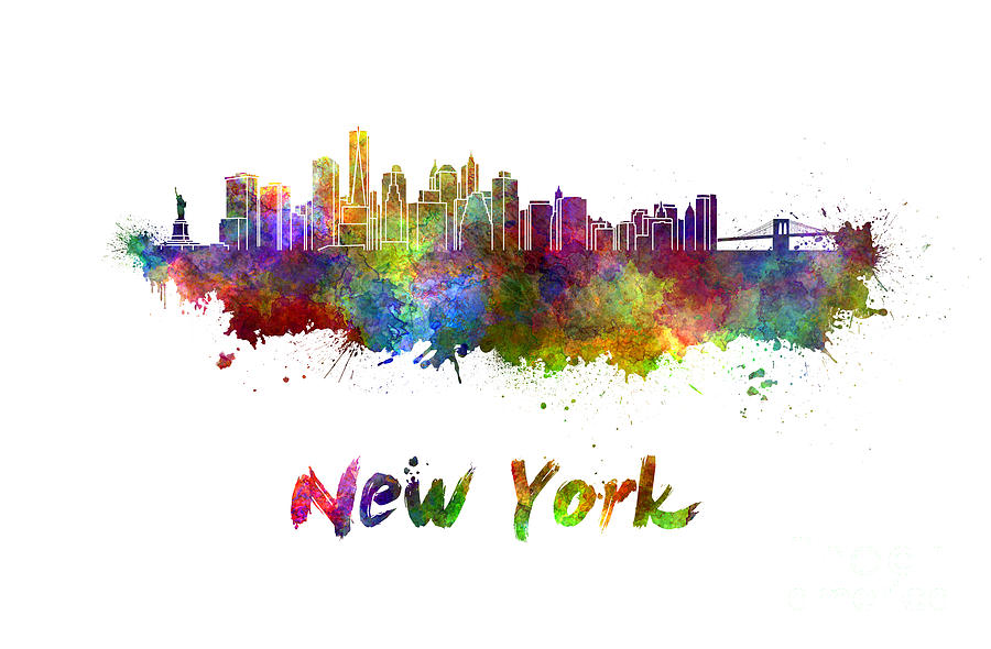 900x590 New York Skyline In Watercolor Painting By Pablo Romero