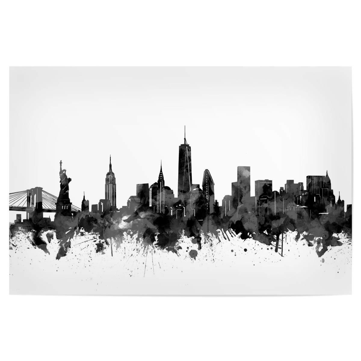1200x1200 Purchase The New York Skyline Watercolor Black As A Poster