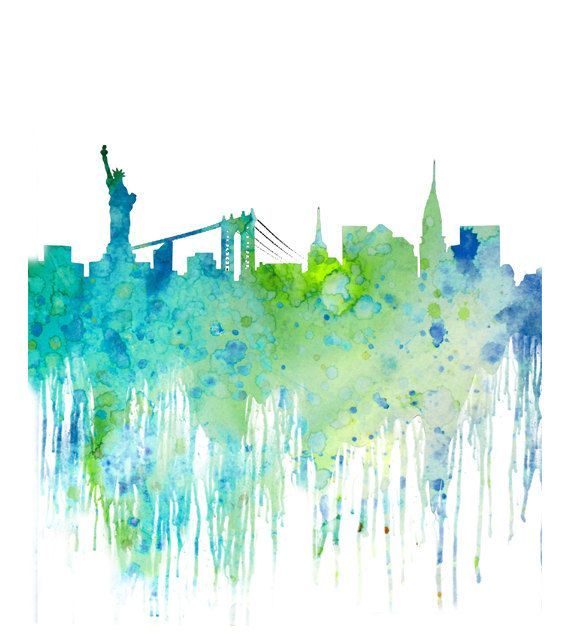 570x642 New York City Skyline Watercolor
