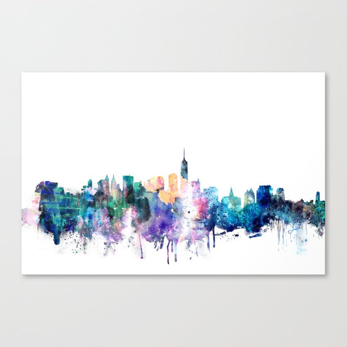700x700 New York City Watercolor Skyline Canvas Print By Dimdom Society6