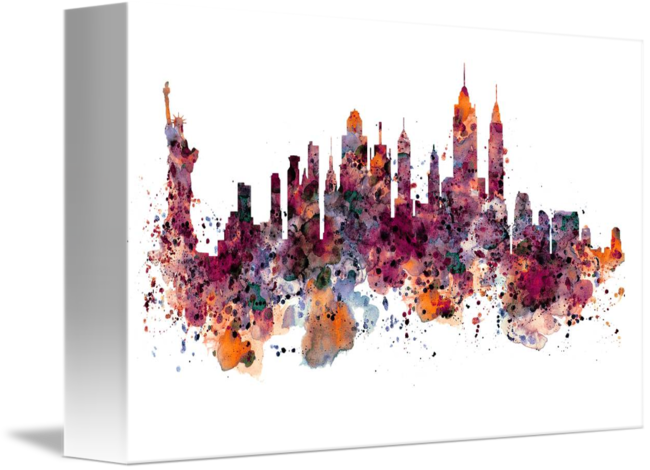650x470 New York Skyline Watercolor By Marian Voicu