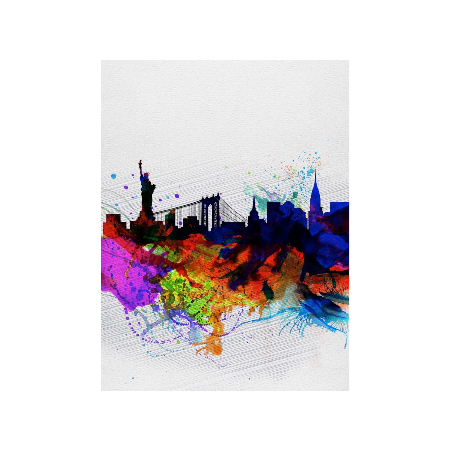 1500x1500 New York Watercolor Skyline 1 (15w X 20h)