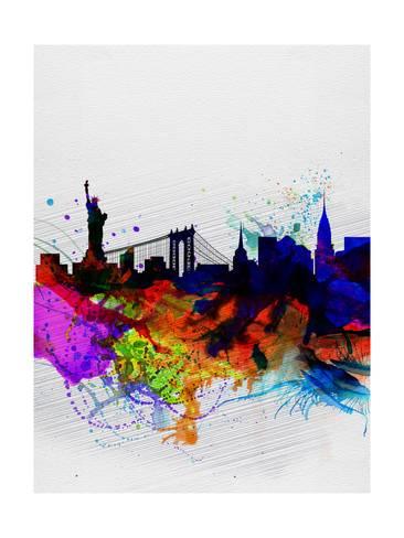 366x488 New York Watercolor Skyline 1 Poster By Naxart