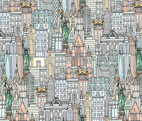 470x403 New York Watercolor Fabric
