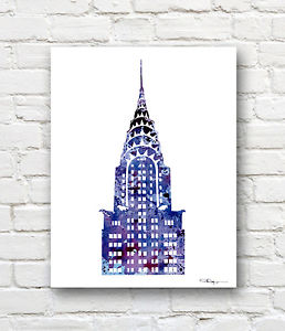 258x300 Chrysler Building Abstract Watercolor Painting New York Art Print