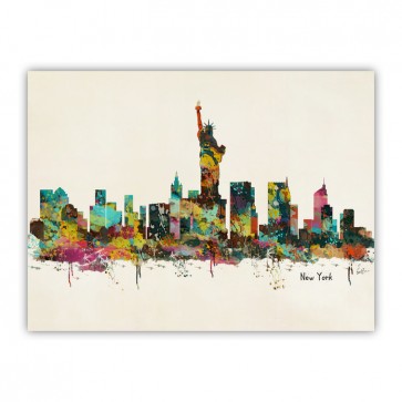 363x363 New York Skyline Watercolor Wood Print