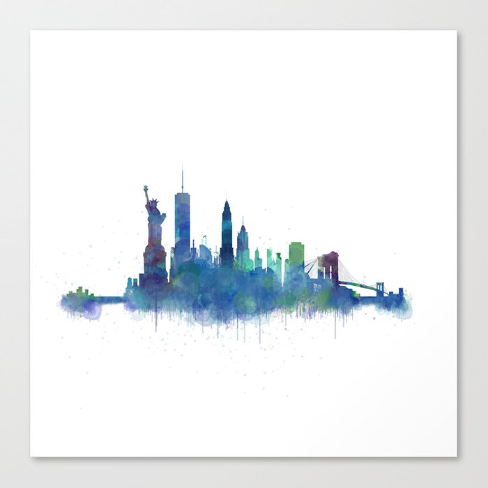 700x700 Ny New York City Skyline Nyc Watercolor Art Canvas Print By