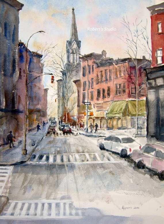 570x778 New York City Painting Elegant New York City Print Original