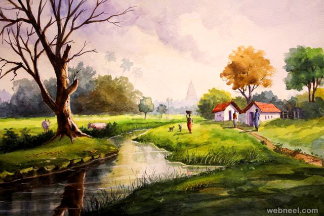 640x427 Watercolor Paintings By Balakrishnan 6