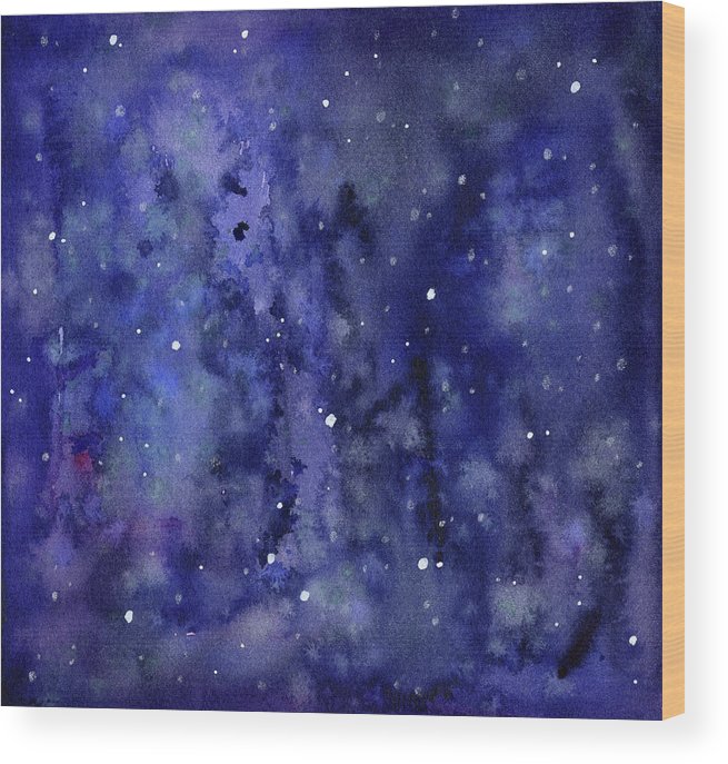 655x687 Night Sky Watercolor Galaxy Stars Wood Print By Olga Shvartsur