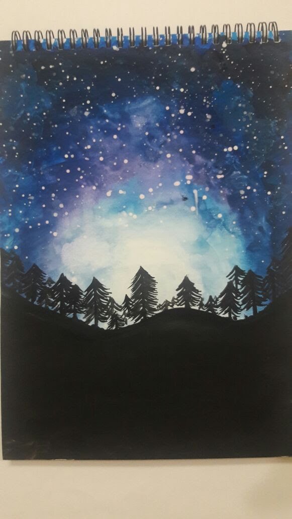 581x1032 Watercolor Night Sky Painting