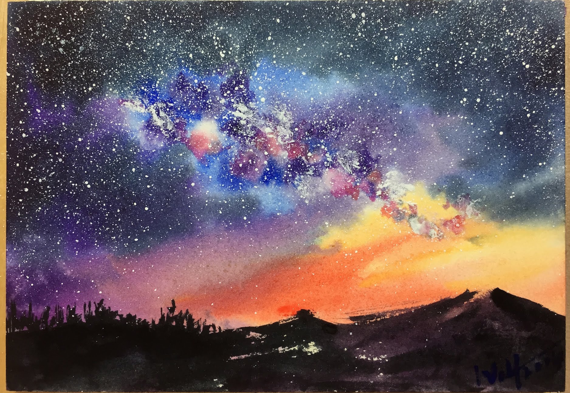 1876x1293 Watercolor Starry Night Sky Demonstration