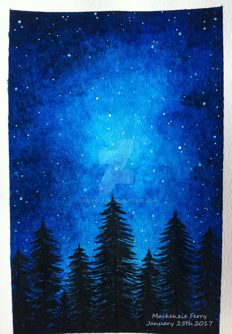 745x1073 Night Watercolor By Ferryqueen