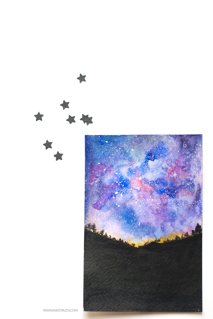 735x1098 Starry Night Tutorial In Watercolor