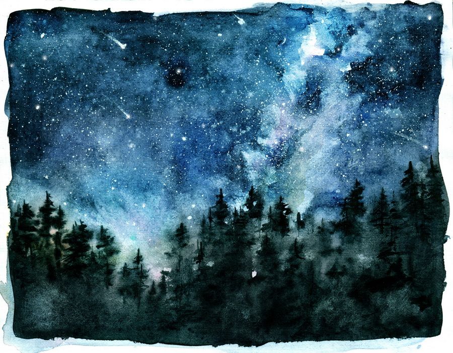 900x701 Antais Watercolor Night Sky. Paint Tutorials