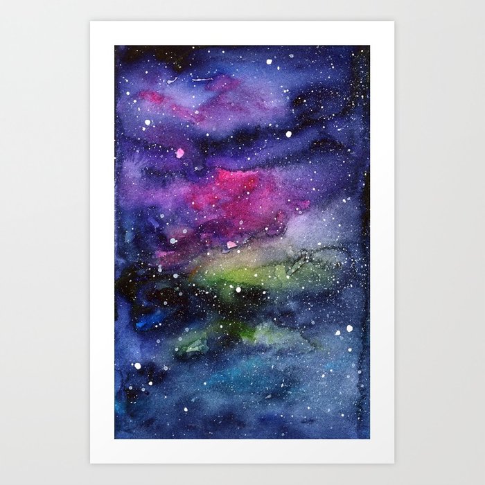 700x700 Galaxy Watercolor Night Sky Painting Nebula Art Art Print By