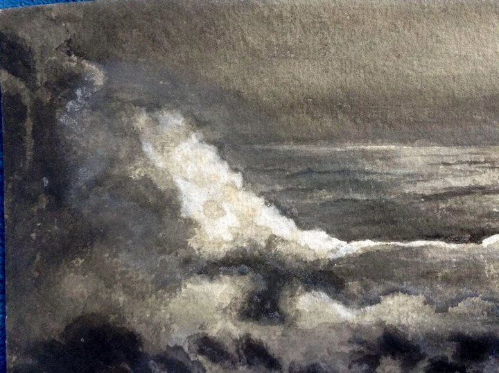 720x538 A Hemenway Watercolor Painting Monotone Night Nautical Seascape
