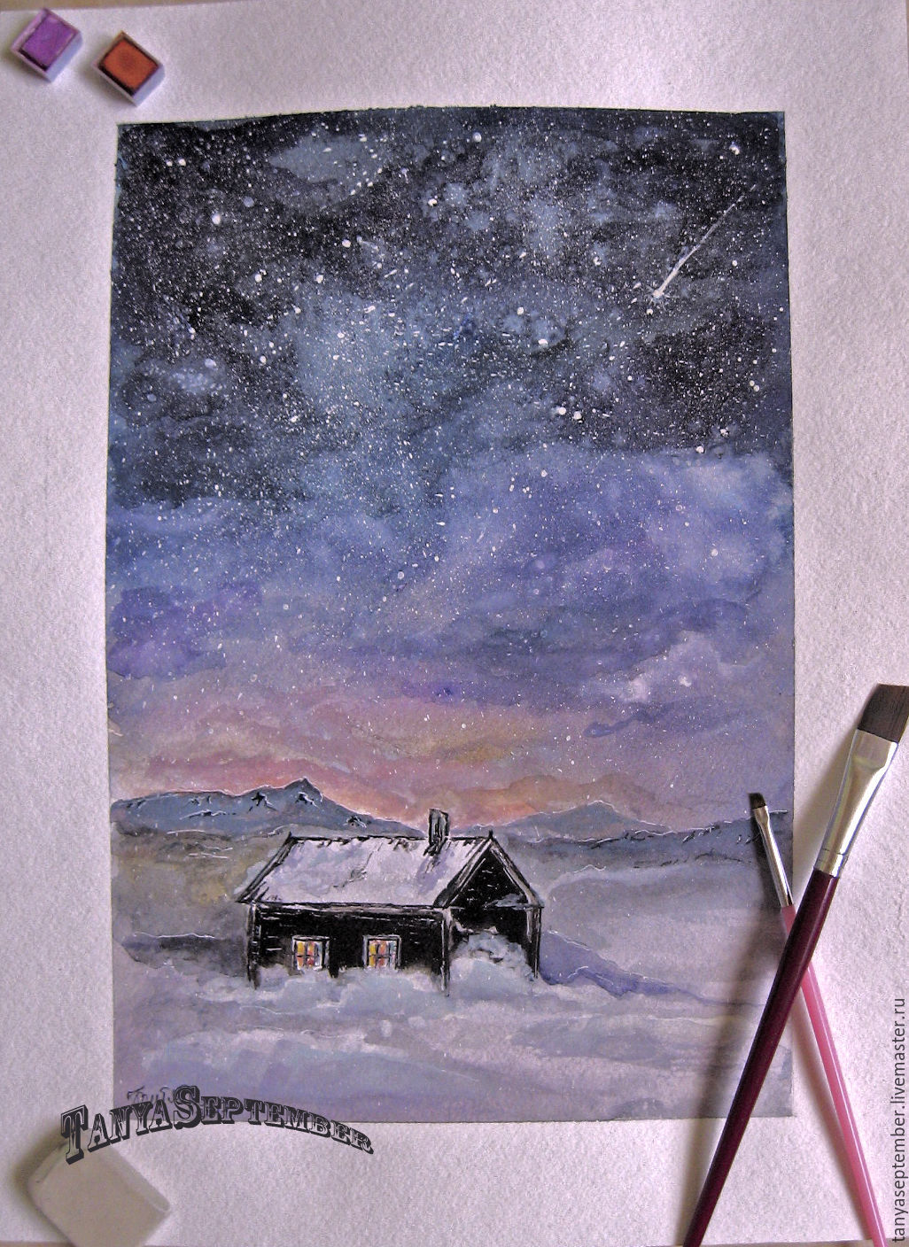 1026x1408 Painting Watercolor Night Sky Shop Online On Livemaster With