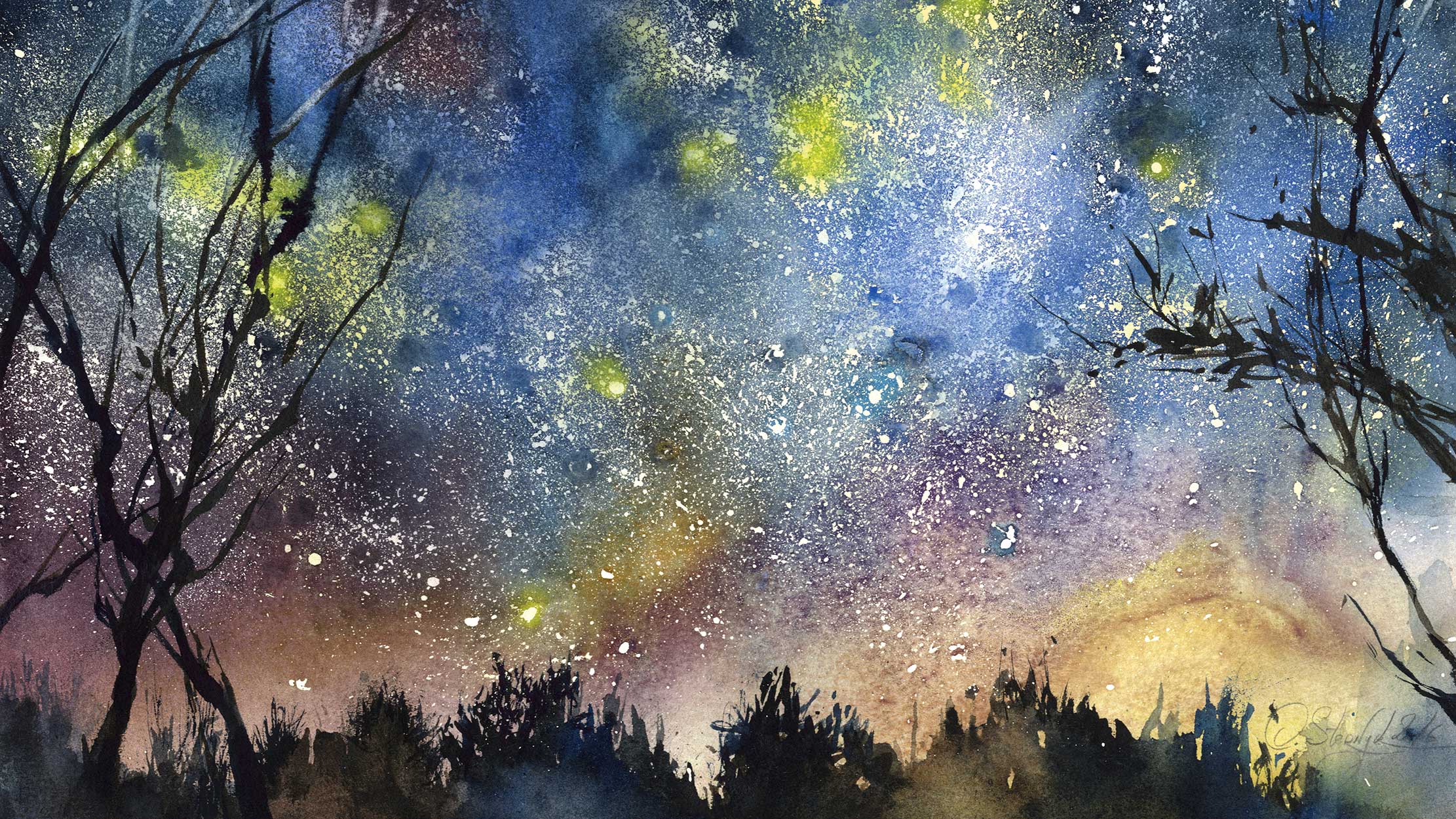 Night Watercolor Painting at GetDrawings | Free download