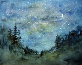 340x270 Galaxy Painting Watercolor Painting Night Sky Bottle Etsy